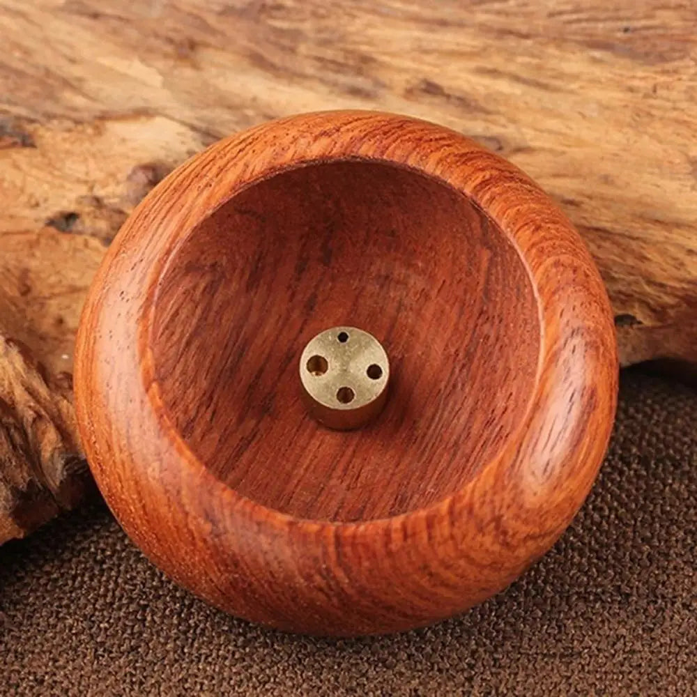 Holes Rosewood Incense Burner Stick Holder Bowl Shape Censer Home Decoration