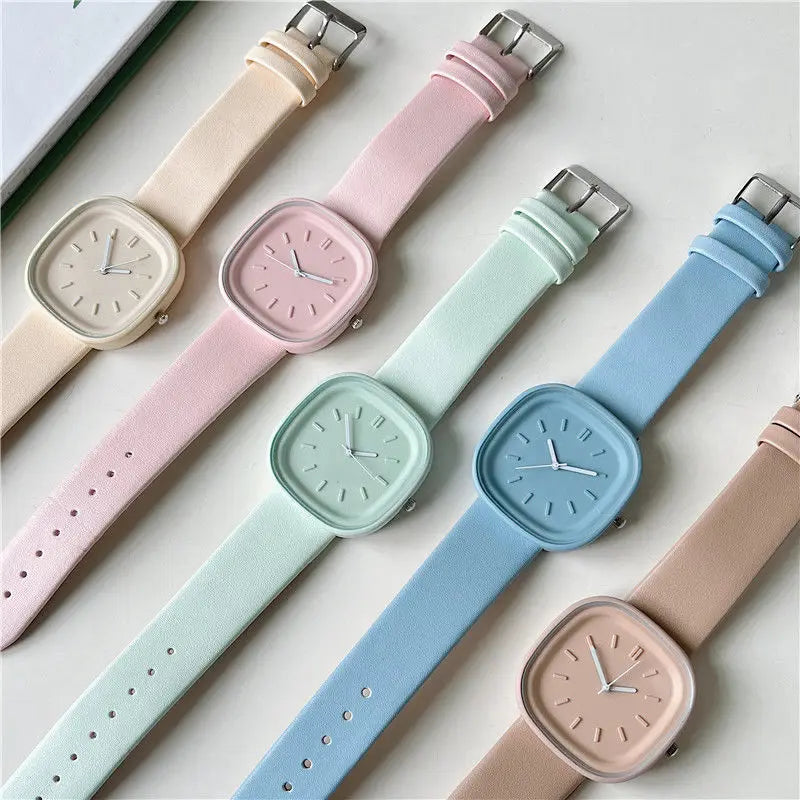 UTHAI H109 New Watch Macaron Candy Watch Women's High Beauty Quartz Watches Student Milk Tea Creative Fashion Art Watch Clock