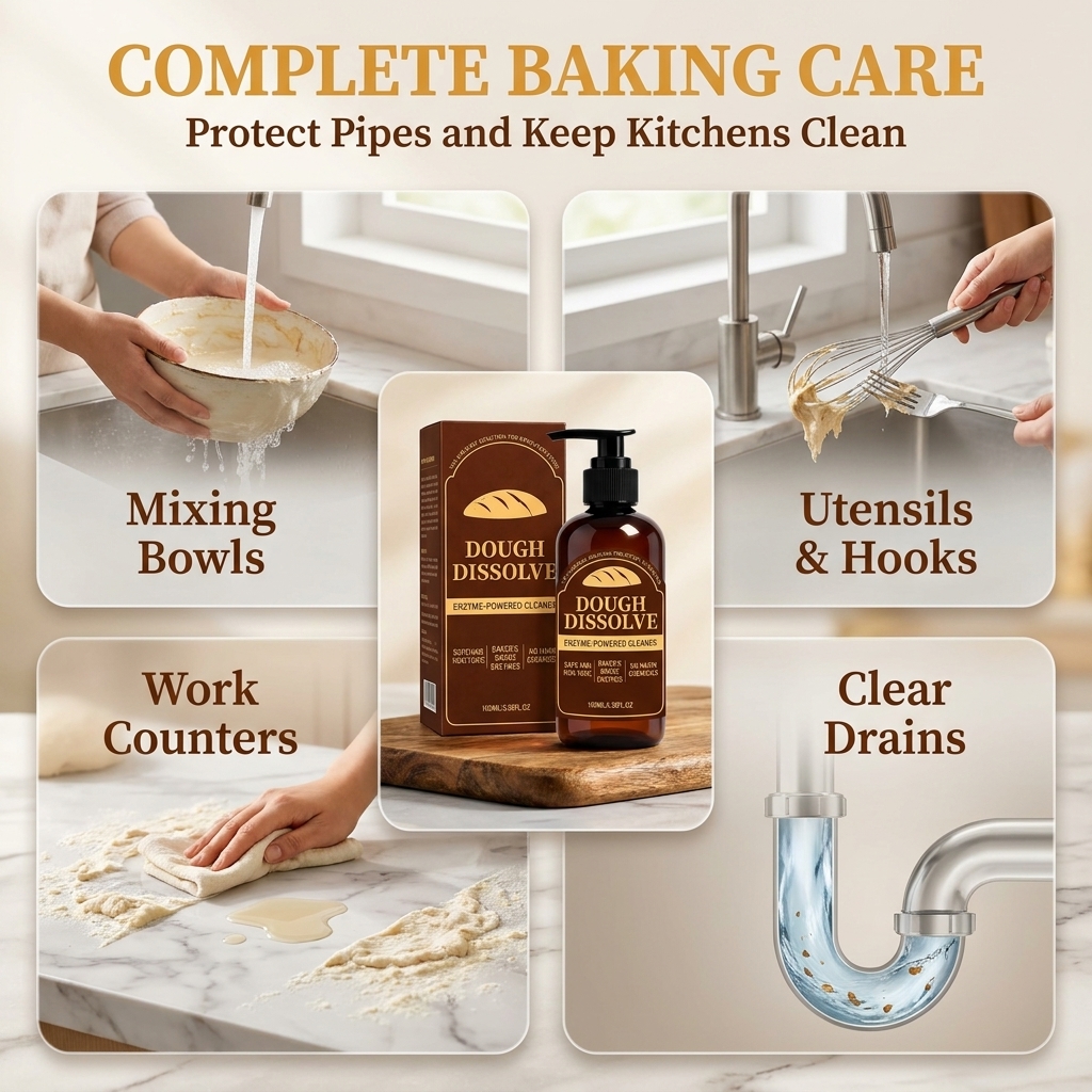 The Kneaded Solution For Sticky Situations, 2026 Upgraded Dough Dissolve Soap for Sourdough, Amylase & Protease Enzyme Cleaner for Bannetons, Proofing Baskets & Bread Tools, Helps Dissolve Flour & Starch Residue