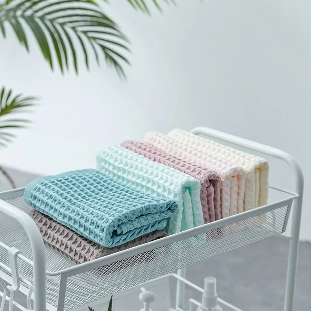 Simple Cotton Waffles Squared Washcloth Comfortable Fast Absorbing Towel For Home Travel For Home Bath Towels For The Body