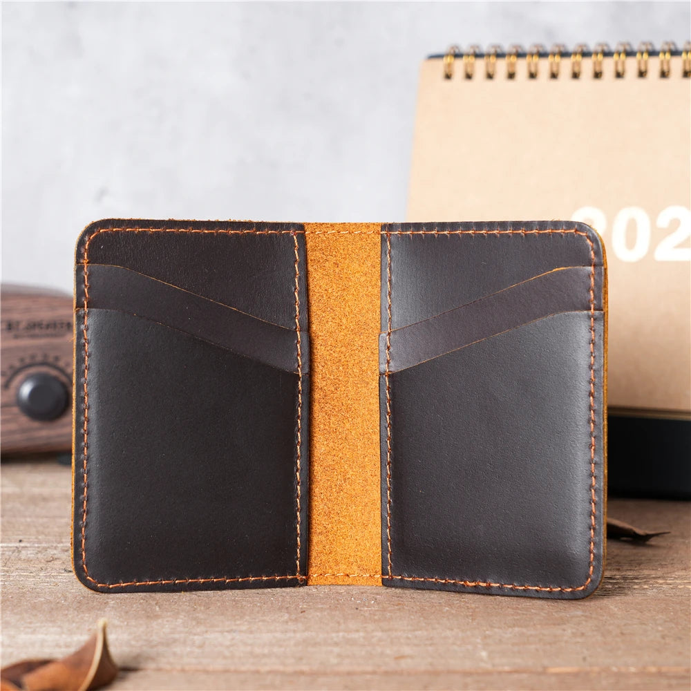 Genuine Leather Card Wallet for Men Credit ID Card Holder Women Money Clip Cash Slim Case Soft Purse 6 Card Slots NT004