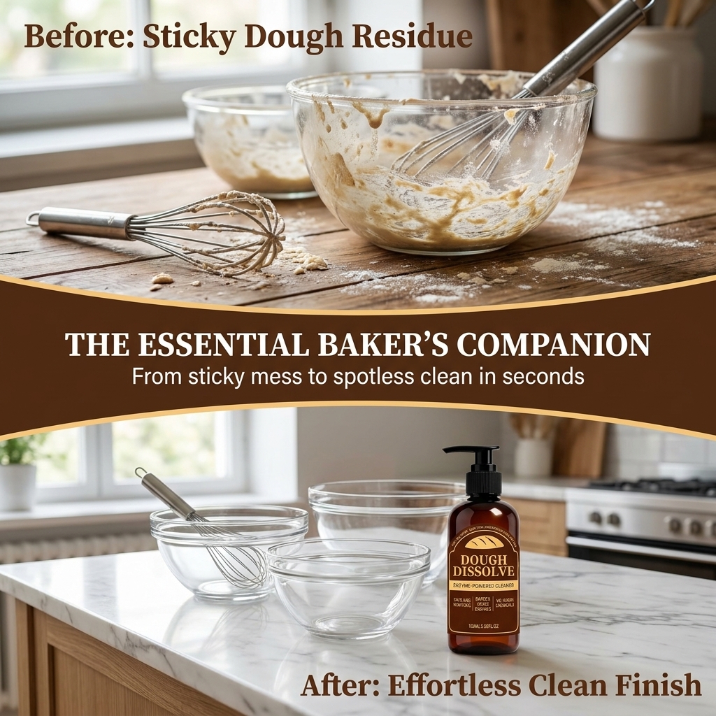 The Kneaded Solution For Sticky Situations, 2026 Upgraded Dough Dissolve Soap for Sourdough, Amylase & Protease Enzyme Cleaner for Bannetons, Proofing Baskets & Bread Tools, Helps Dissolve Flour & Starch Residue