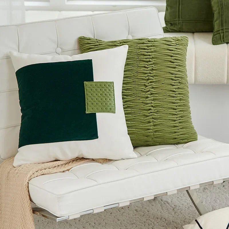 Nordic Green Light Luxury Pillow Cover Decorative Modern Minimalism Pillow Cases Home Living Room Sofa  Bedhead Cushion Covers