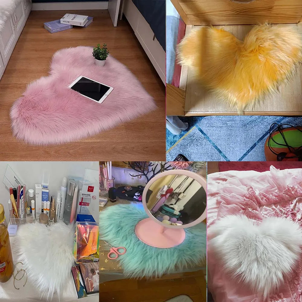 Carpet In The Living Room Large Rugs Plush Heart Shaped Non-Slip Bedrooom Modern Carpet Furry Floor Mat Children's Room Decor