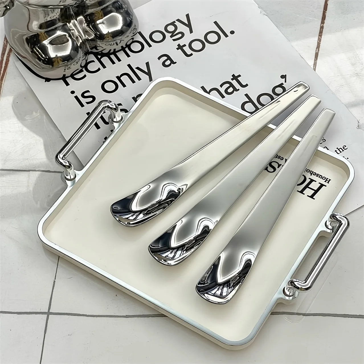 Dessert Spoon Long Handle, Mixing Yogurt Oatmeal Spoon Exquisite Coffee Spoon, Stainless Steel Cake Spoon Jar Ice Cream Spoon