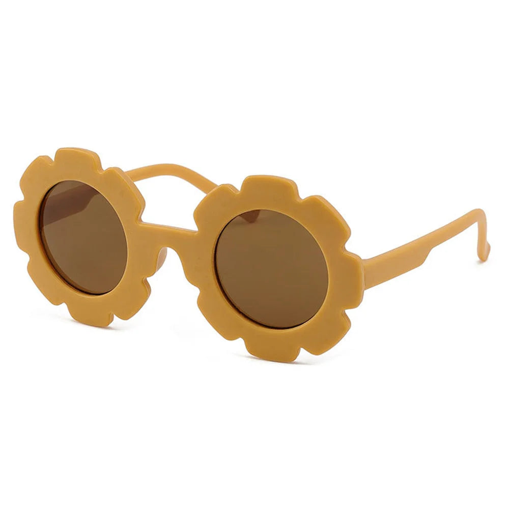 Sun Flower Sunglasses For Children Round Summer Travel Shades Boys Girls Lovely Eyewear Kids Baby UV Protection Oculos De Sol