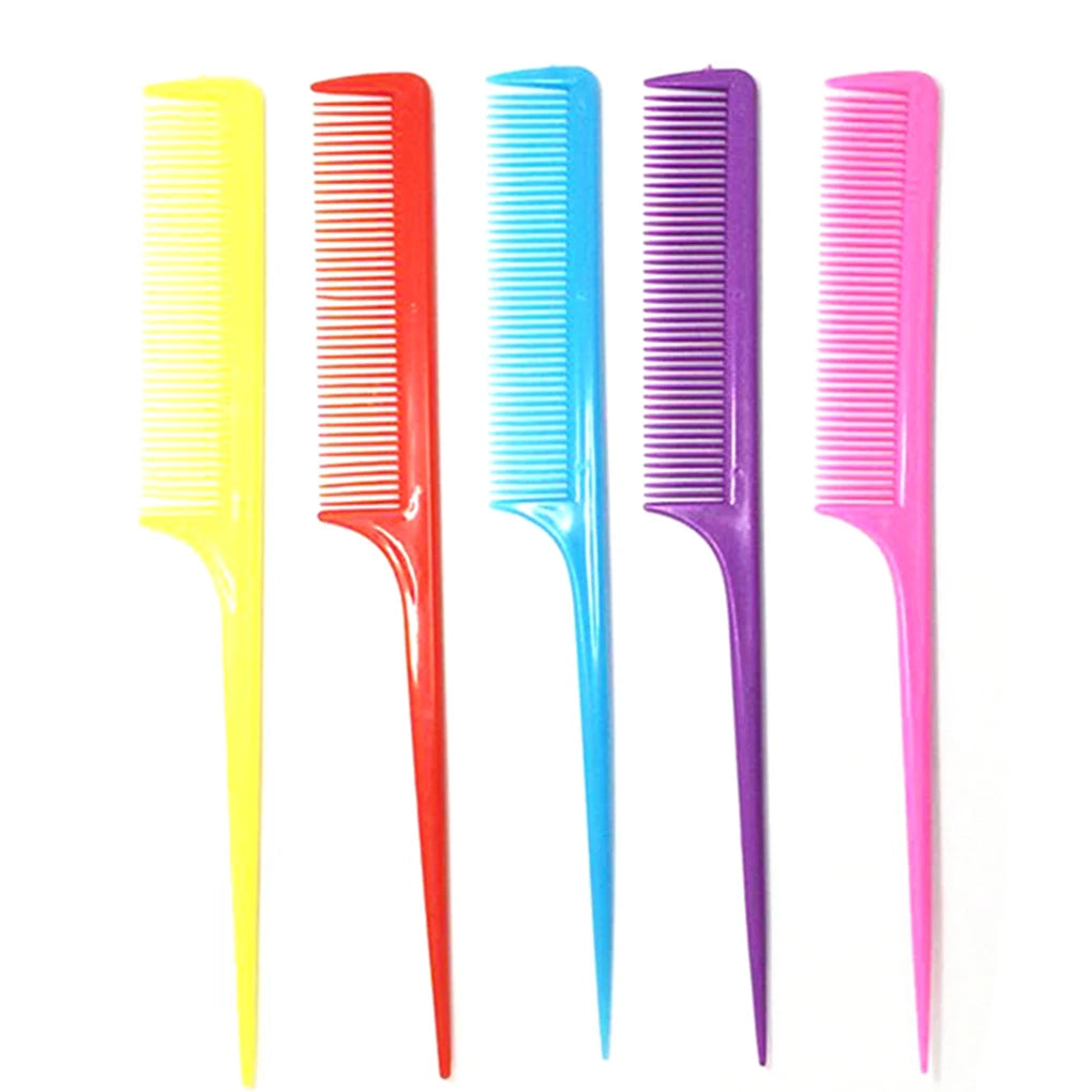 1PC/10PCS Portable Random Color Hair Comb Salon Brush Styling Hairdressing Tail Plastic Comb Set With Thin And Long Handle