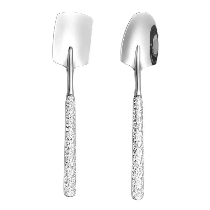 Stainless steel Shovel Spoon Hammer Handle Fork Coffee Tea Fruit Spoon Scoops Watermelon Ice Cream Dessert Spoons Tableware