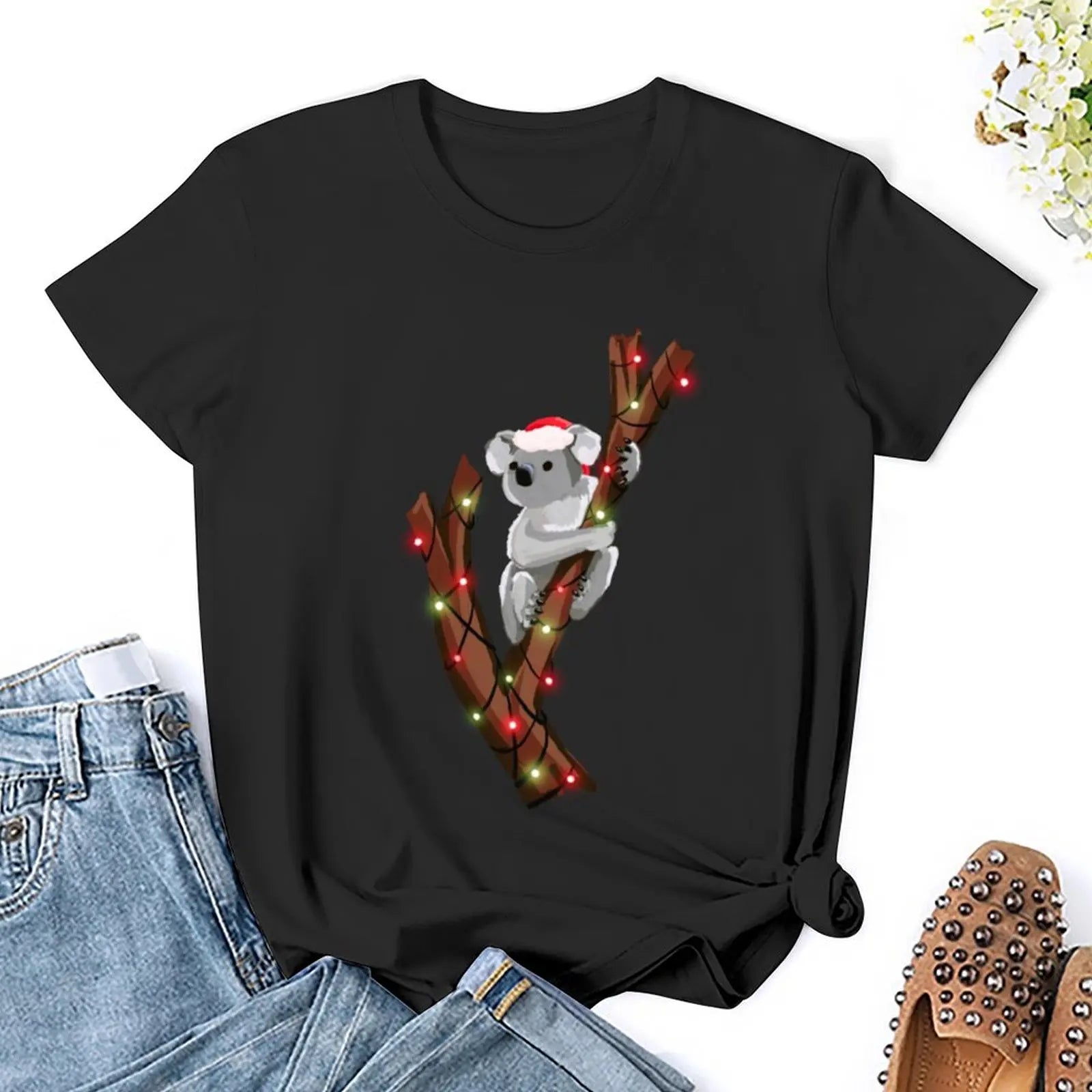 Christmas Koala T-Shirt tees funny cute clothes summer clothes luxury designer clothing Women