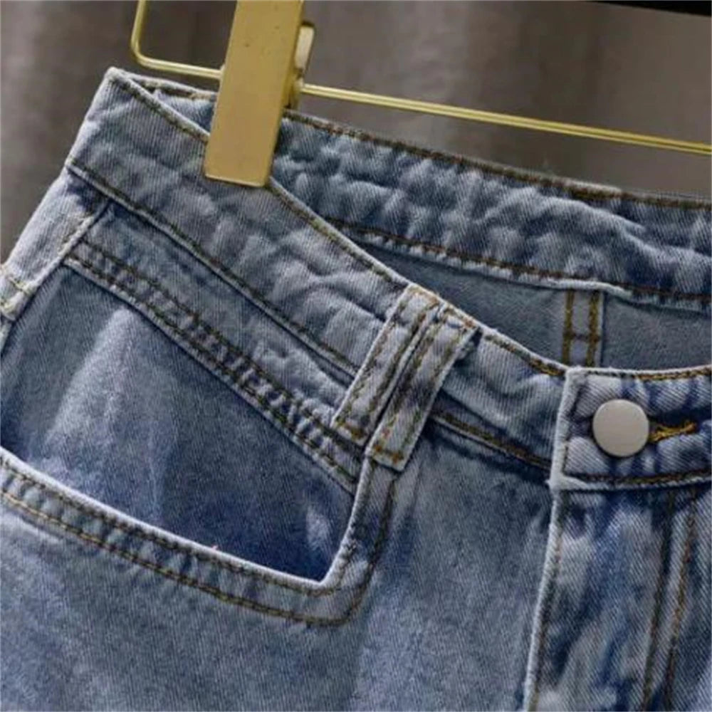 Female Drop Shipping Short Pants Breechcloth Scanties Burrs Summer Woman Denim Shorts High Waist Ripped Jeans Shorts Sexy  2XL