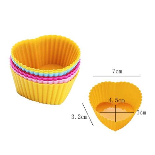 &12pcs/lot Silicone Cake Cup Round Shaped Muffin Cupcake Baking Molds Home Kitchen Cooking Supplies Cake Decorating Tools