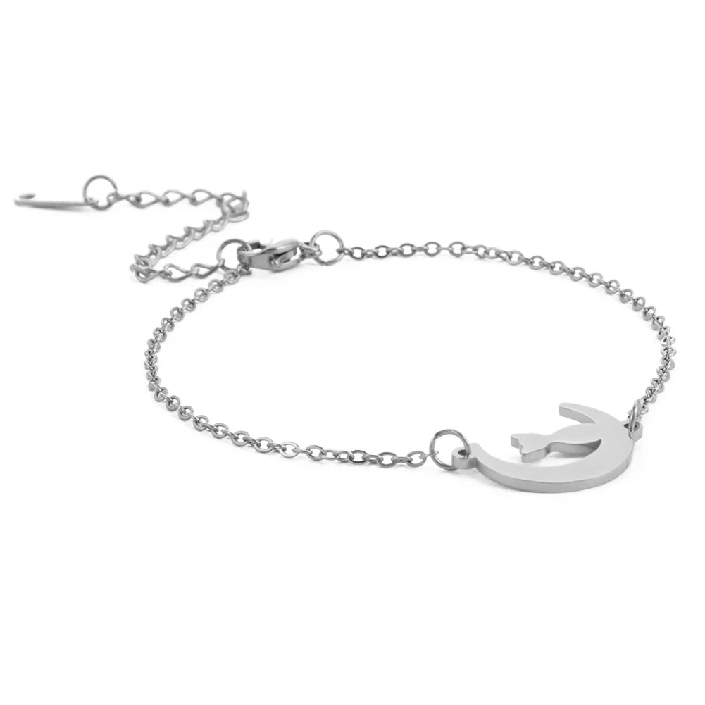 Skyrim Crescent Moon Cute Cat Bracelets on Hand for Women Stainless Steel Charm Bracelets Jewelry Mother's Day Gift Wholesale