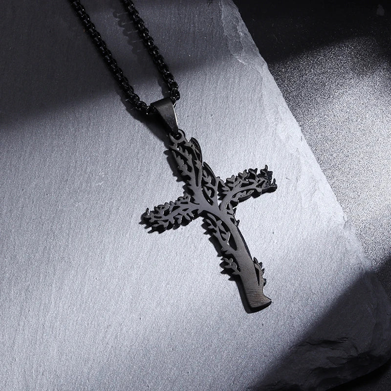 Orthodox Cross Stainless Steel Pendant Christian Eternal Church Inspirational Nika Necklace Men Women Fashion Jewelry Gift