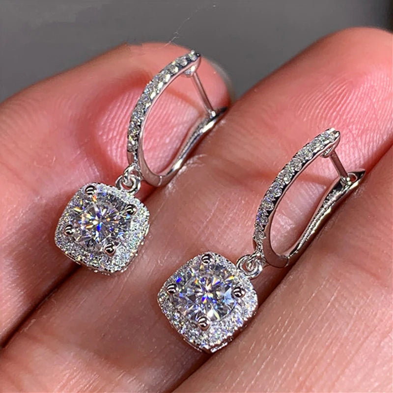 D Moissanite 3ct Earrings 925 Sterling Silver Original?Certified?Moissanite 1ct Hoop Drop?Dangle Earrings 2ct Huggie for Women