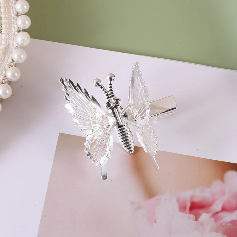 2022 New Butterfly Pearl Tassel Hairpin Korean Simple Side Clip Liu Haibian Clip Shark Hairpin Hair Accessories Women