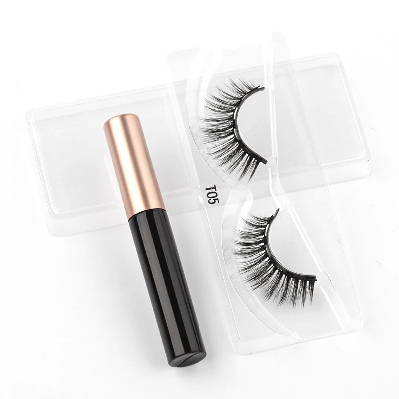 Magnetic Eyelashes Set 1/2/3 Pairs Natural Long False Eyelashes Soft Mink Lashes Waterproof Liquid Eyeliner Tweezer Makeup Tools