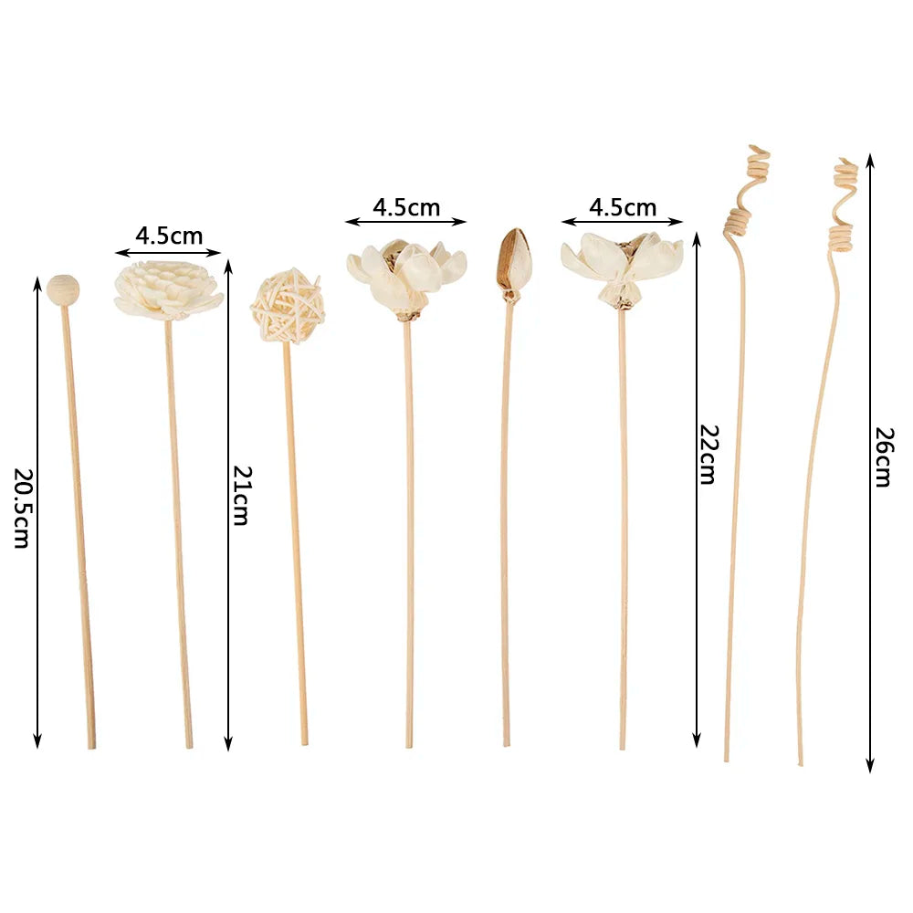 8PCS Artificial Lotus Flower Rattan Reed Fragrance Aroma Diffuser Refill Stick Diy Floral Home Decor Crafts