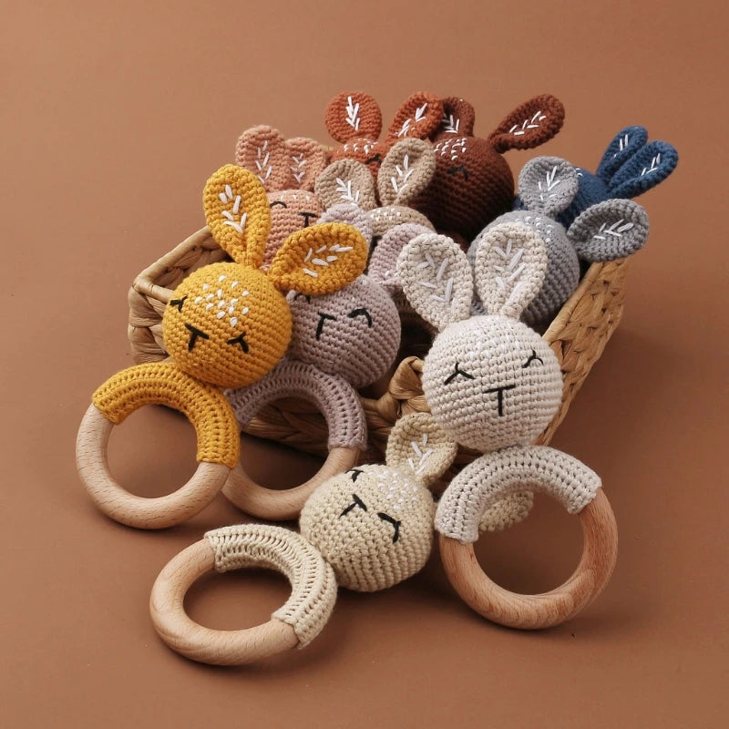 1Pc Baby Wooden Teether Crochet Rattle Toy BPA Free   Rattle Baby Mobile Gym Newborn Stroller Educational Toys Dropshipping