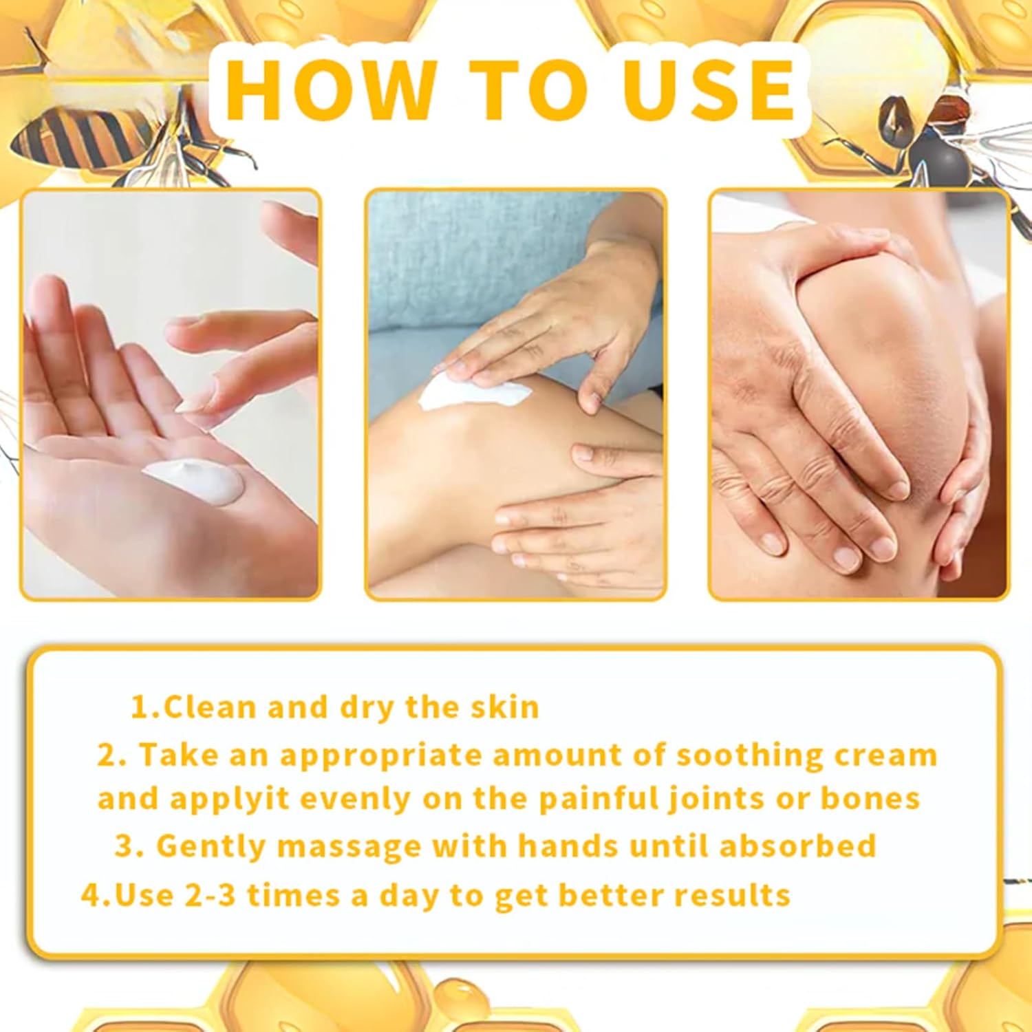 Bee Venom Turmeric Joint and Bone Pain Relief Cream, Professional Bee Venom Joint Therapy Pain Relief Gel, Bee Venom Joint Relief Gel is effective in relieving pain in the back, neck, hands and knees
