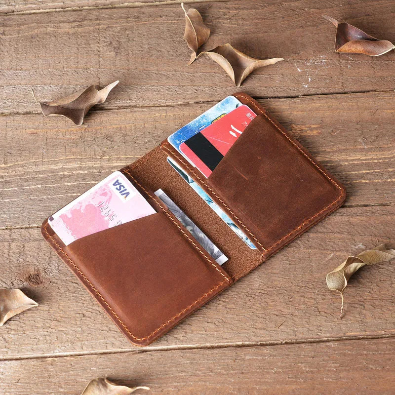 Genuine Leather Card Wallet for Men Credit ID Card Holder Women Money Clip Cash Slim Case Soft Purse 6 Card Slots NT004