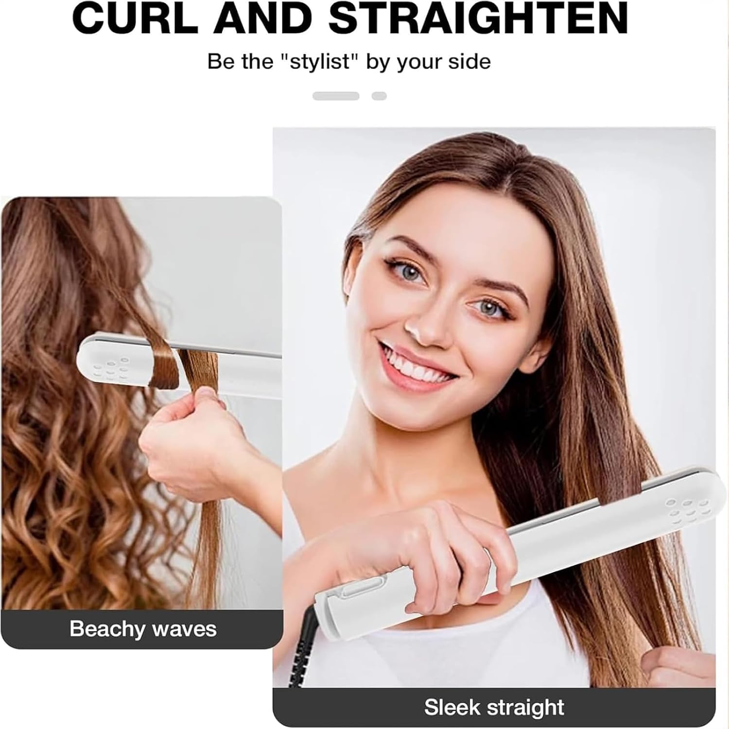 Mini Dual-Purpose Curling Iron, 2025 New 2 in 1 Mini Curling Wand & Flat Iron Hair Straightener, Travel Curling Wand for Women and Men, Small Curling Iron for All Hair Types