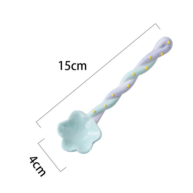 Spoon Cute Creative High Appearance Level Eating Long Handle Ceramic Coffee Stirring Spoon Star Dessert Spoon Kitchen Tools