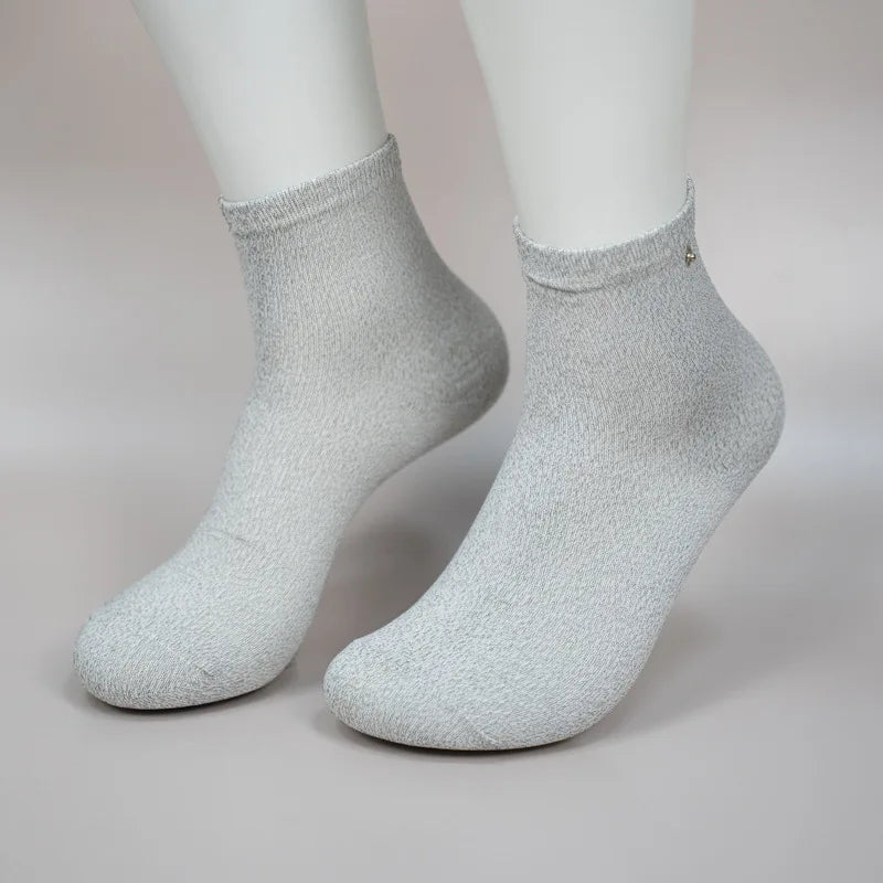 Conductive Grounding Socks 22% Pure Silver Infused Ankle Socks for Grounding Shoes,5 Pair