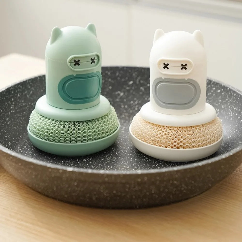 2Pcs Plastic Kitchen Dish Brush Multi-functional Non-stick Oil Bowl Cleaning Brush Time-saving Convenience Dishwasher Brush