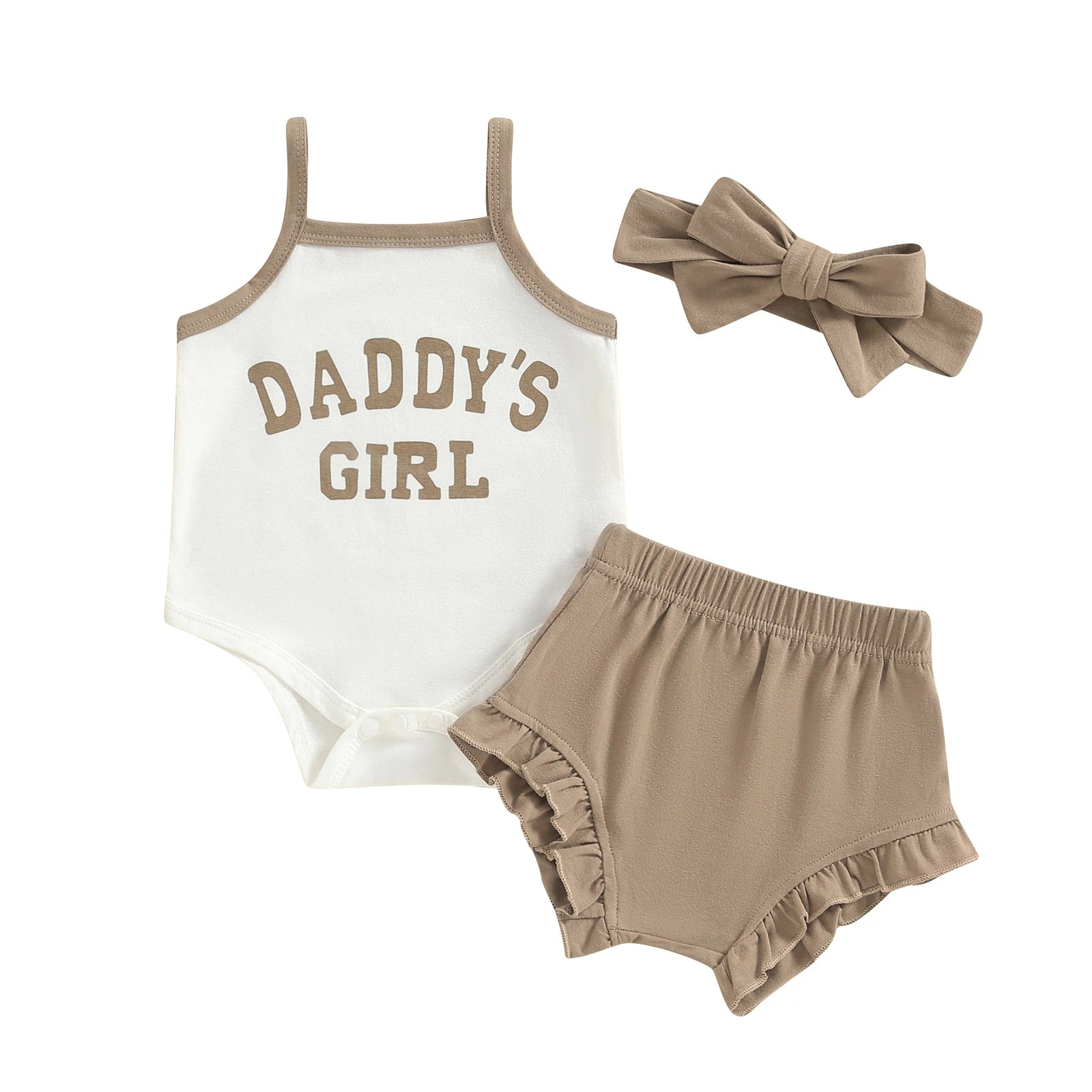 Newborn Set Baby Clothing Girl Summer Outfits Letter Print Spaghetti Strap Sleeveless Rompers Solid Shorts Headband 3pcs