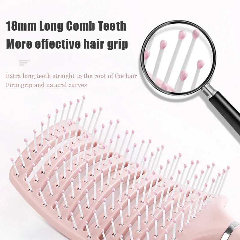 Hairdressing Fluffy Hair Comb Curly Hair High Cranial Top Hollow Massage Big Curved Comb Wide Tooth Large Plate Comb Beauty Tool