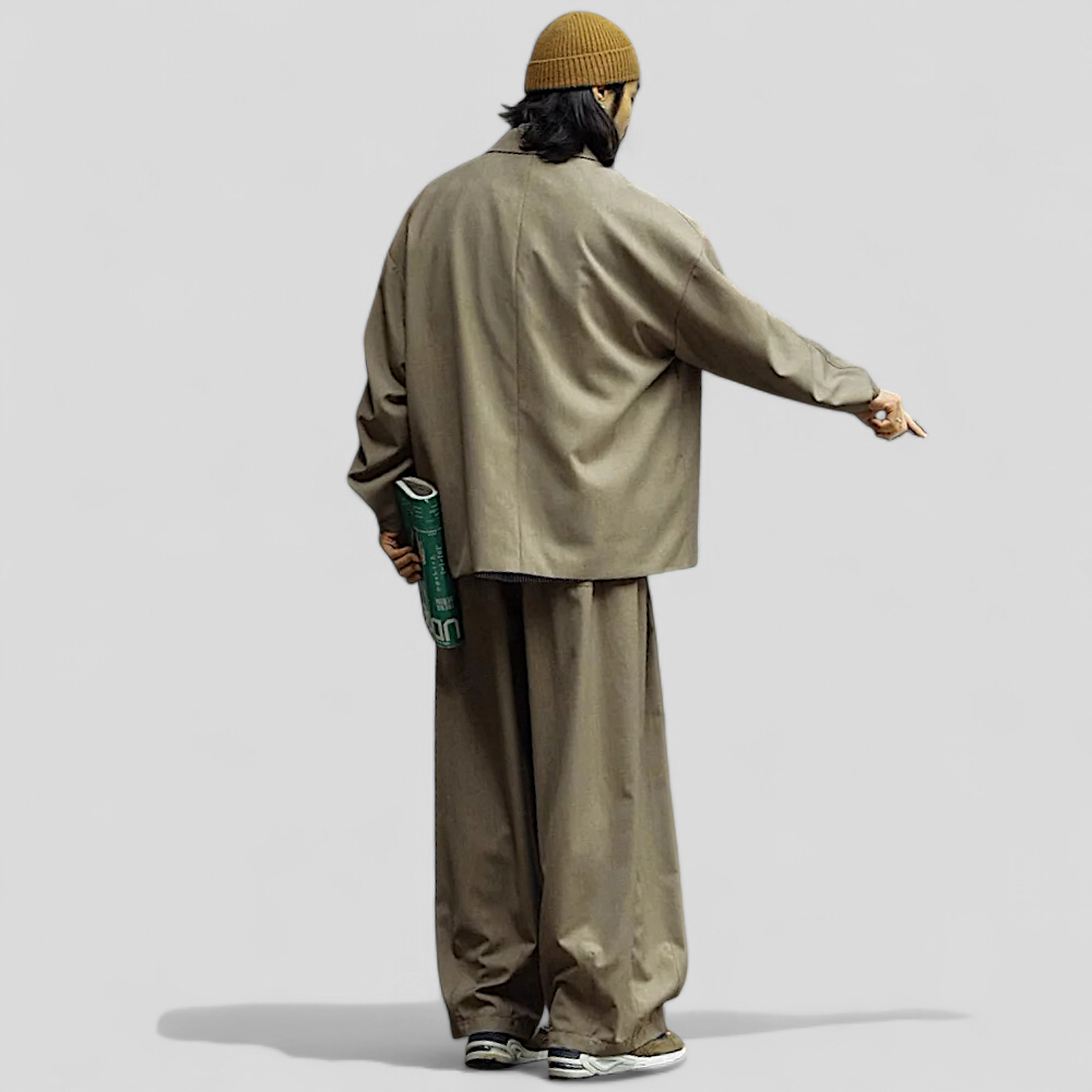 Oversized pleated wide leg pant