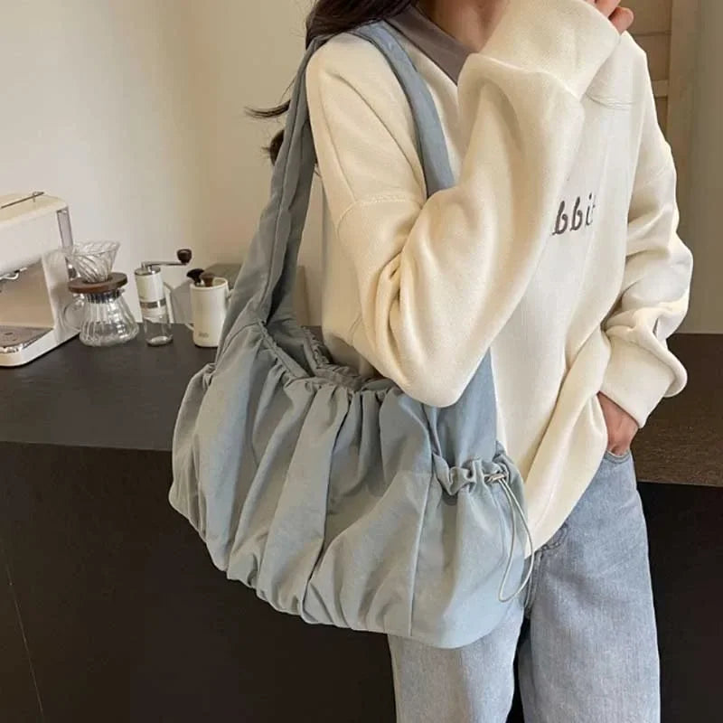 Nylon Cloth Bag Women Tote Bag Large Capacity Summer New All-Match Ins One-Shoulder College Student Class Bag Lady Handbag