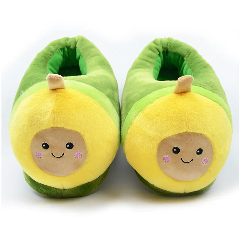 Avocado cartoon slippers cute all-inclusive semi-warm autumn and winter slippers