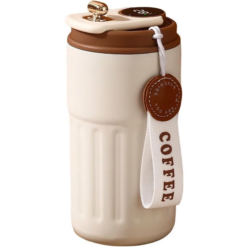 450-ml Stainless Steel Insulated Coffee Mug with Temperature Display Lid