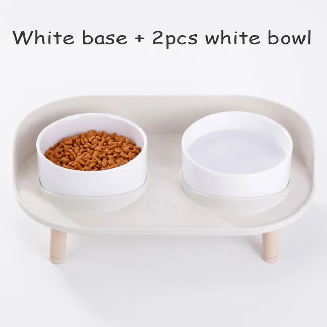 Cat Double Bowls Feeder Adjustable Height Pet Cats Drinker Water Bowl Elevated Feeding Kitten Supplies Food Feeders Dogs Dish