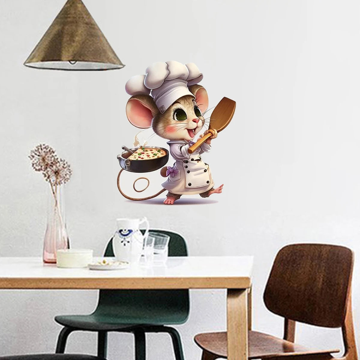 Cartoon Cute Little Mouse Chef Series Wall Stickers, Home Furnishings, Restaurant Decorations, Self Adhesive Paintings