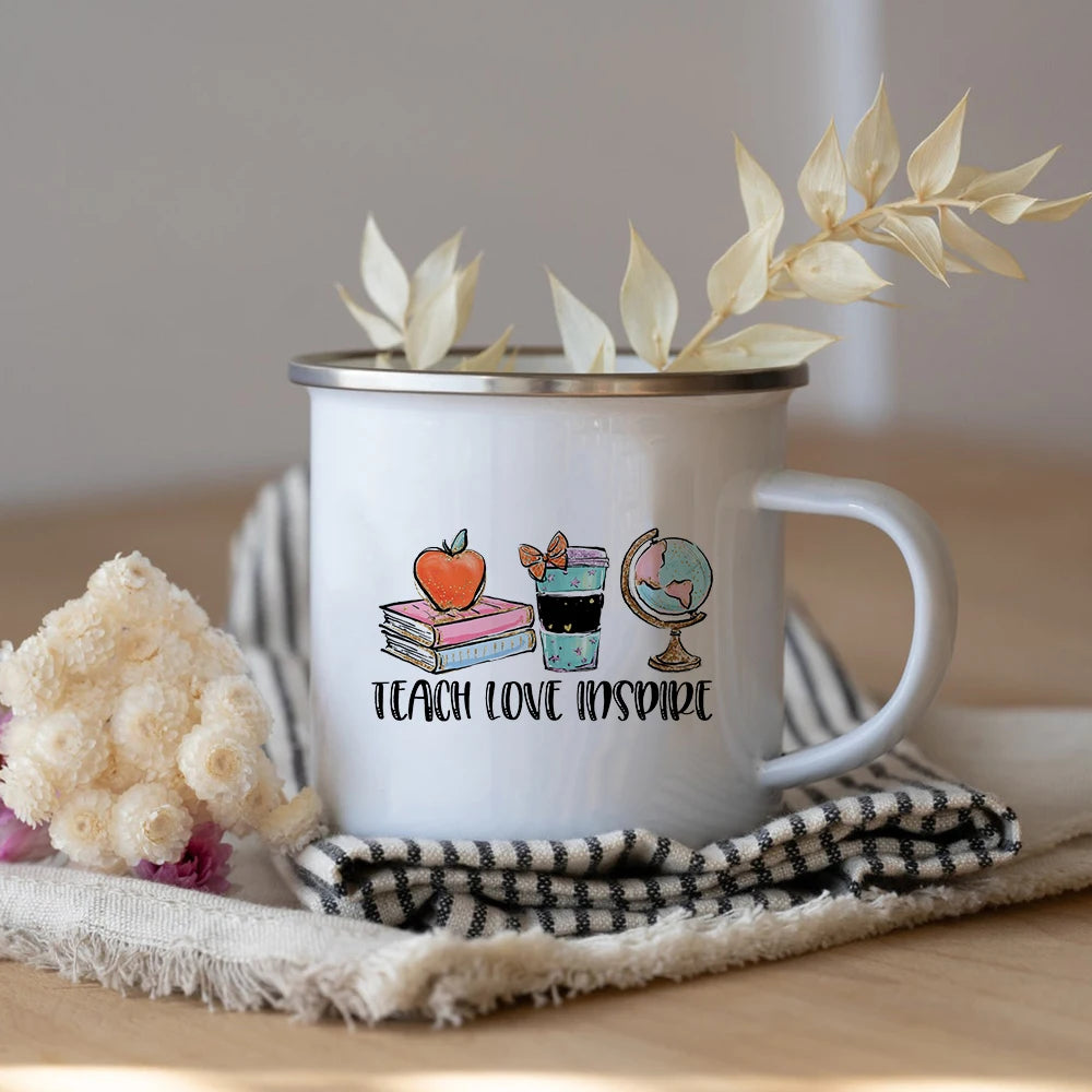 What's Your Superpower Teacher Coffee Tea Mug Cup Teacher Appreciation Gift Love Teach Inspire Teachers Enamel Mug