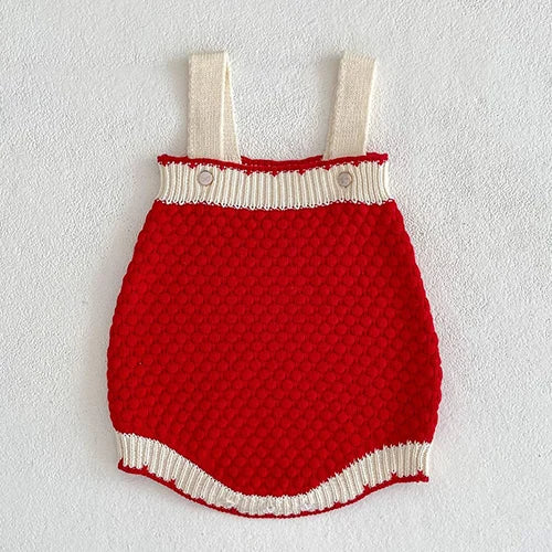 Autumn Spring Newborn Baby Girls Knitting Clothing Set Plaid Long Sleeve  Cardigan Coat+Sleeveless Rompers Children Clothes Suit