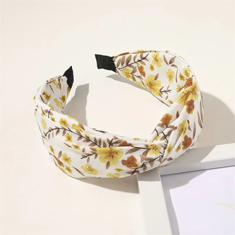 New Headband Cross Broadside Hair Bands for Women Elegant Flower Pattern Hair Hoop Bezel Headbands Hair Bands Hair Accessories