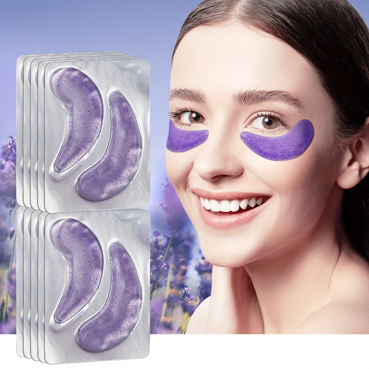 10er-Pack Lavendel-Straffungs-Augenmasken: Mildert feine Linien, spendet der Haut Feuchtigkeit, wirkt gegen lange Nächte, mildert Falten und Tränensäcke, Gesichtsmaske zur Verjüngung und gegen Hautalterung, reinigt die Haut gründlich und peelt sie, macht