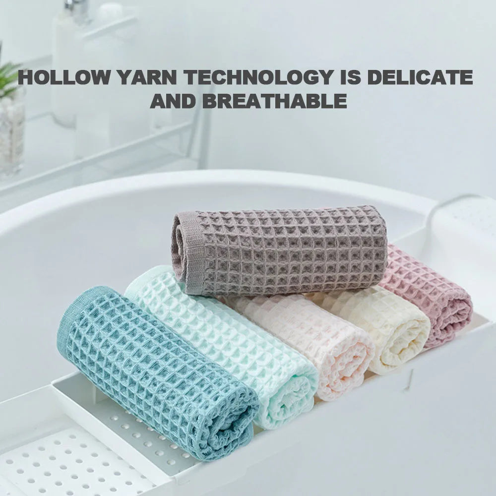 Simple Cotton Waffles Squared Washcloth Comfortable Fast Absorbing Towel For Home Travel For Home Bath Towels For The Body