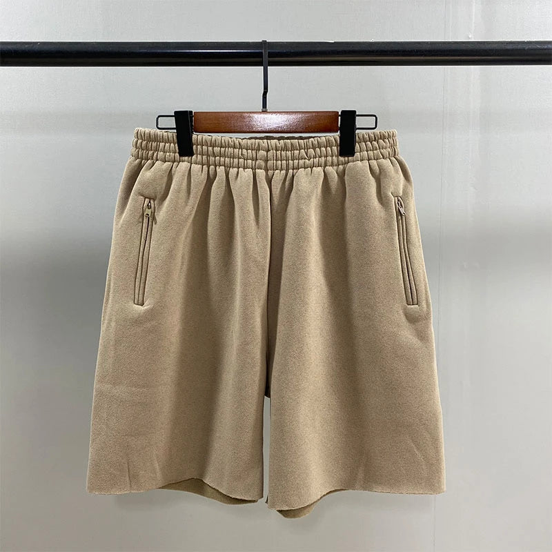 Thickening Ye Season 6 Shorts 2022 Men Women Fleece Zip 1:1 Kanye West Shorts Big Oversize Hip Hop Tour Breechcloth