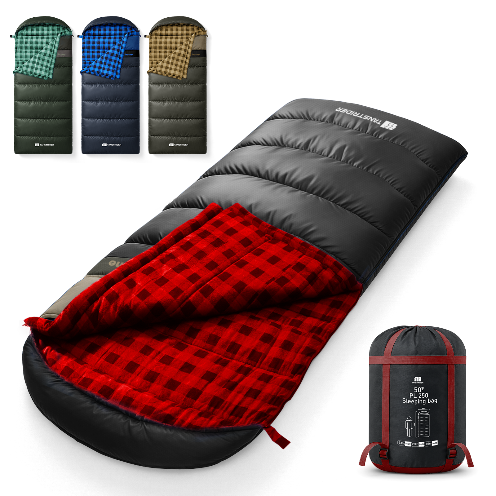 Hooded single-person flannel Plain sleeping bag