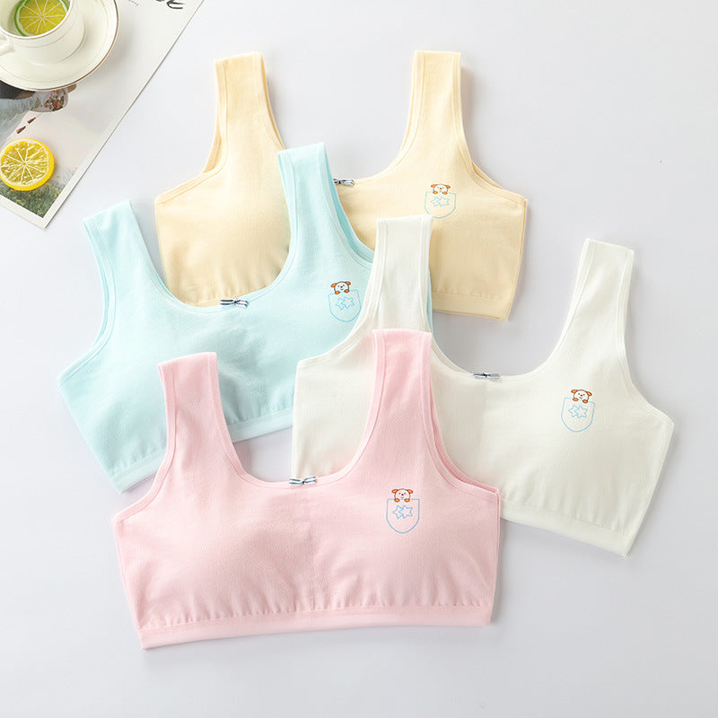 Underwear female primary school students growth period small vest pure cotton girls junior high school anti-bulge bra