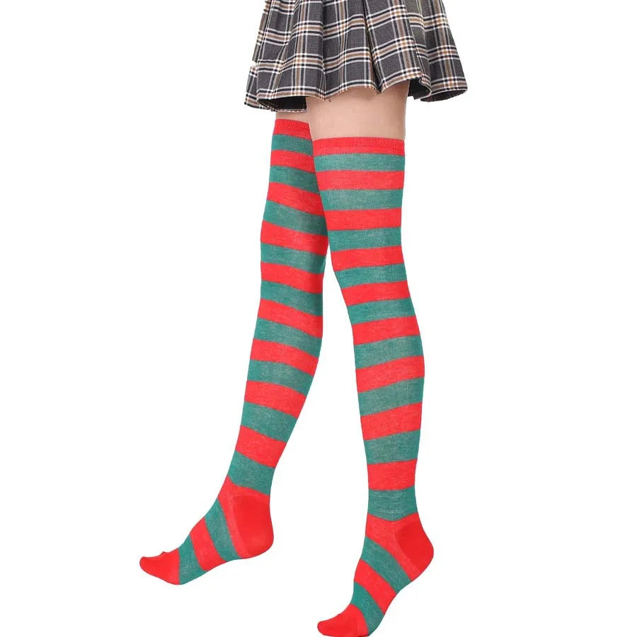 JK Woman Cosplay Stockings Orange Black Strips Lolita Long Socks Over Knee Thigh High Socks Women Compression Socks