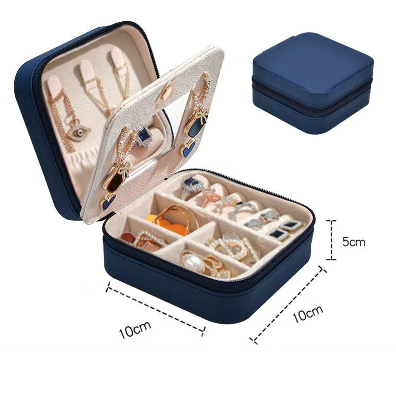 Portable Jewelry Storage Box Travel Organizer Jewelry Case Leather Storage Earrings Necklace Ring Jewelry Organizer Display