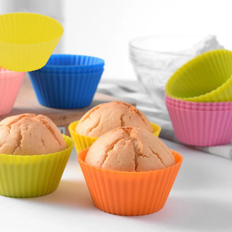 &12pcs/lot Silicone Cake Cup Round Shaped Muffin Cupcake Baking Molds Home Kitchen Cooking Supplies Cake Decorating Tools