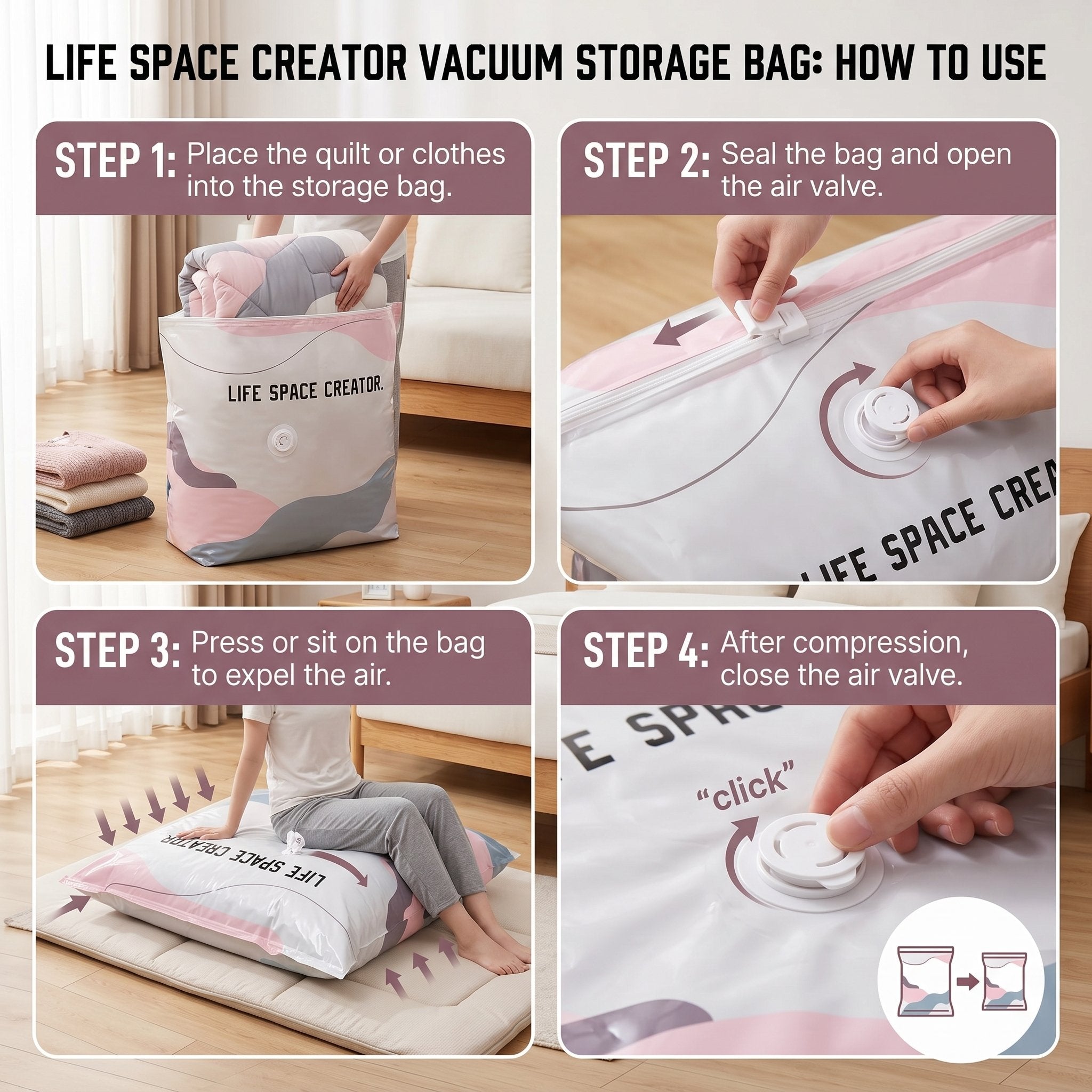 📦 Large-Capacity Vacuum Bags – No Pump Needed! 💕