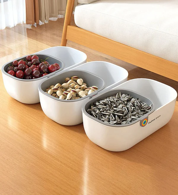Snack Bowl with Waste Bin | 2-in-1 Double Bowl for Nuts & Snacks | SnackNest