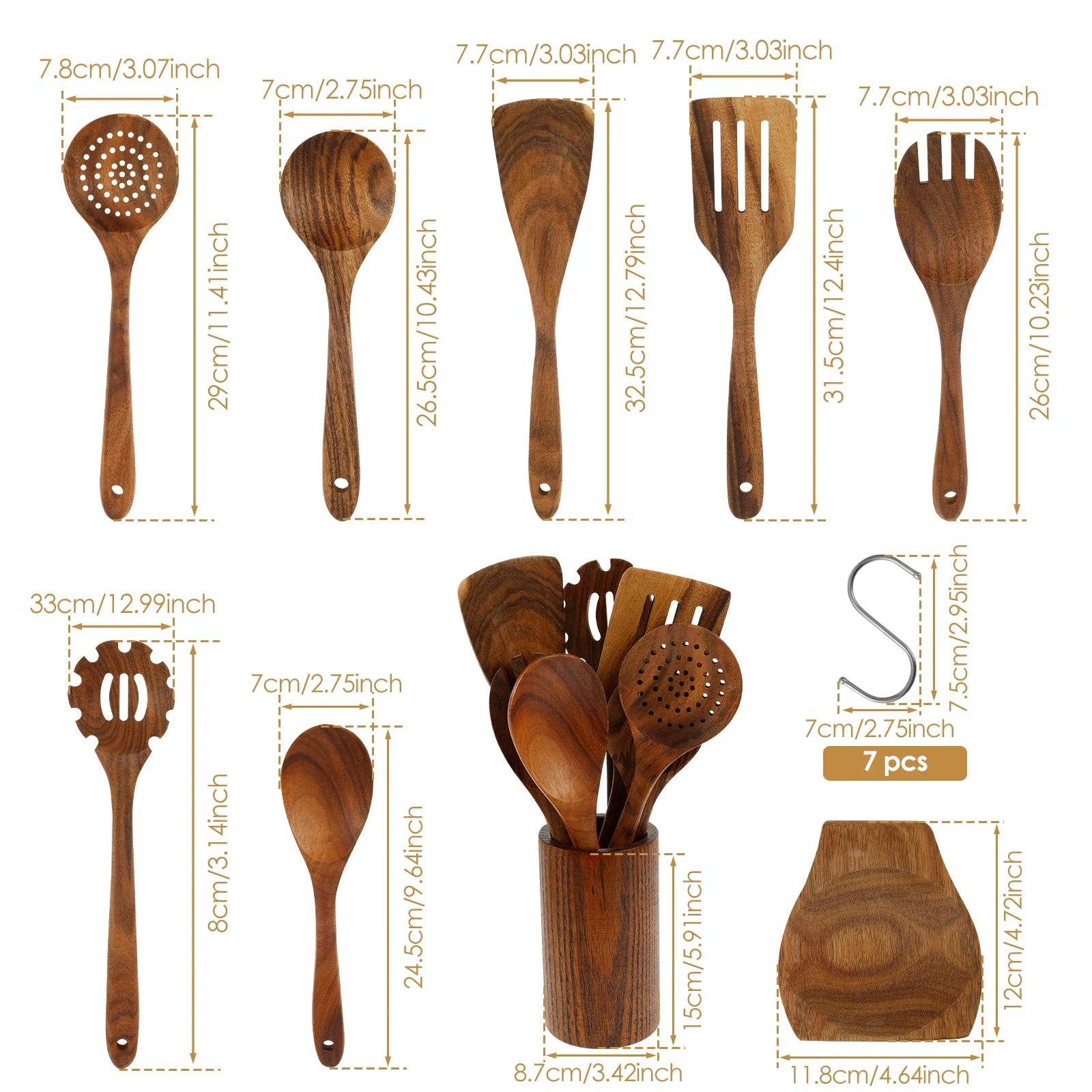 Wood Utensil Set Teak Wood Kitchen Cooking Utensil Set Kitchen Kit Practical Cookware Kit for Home Everyday Use